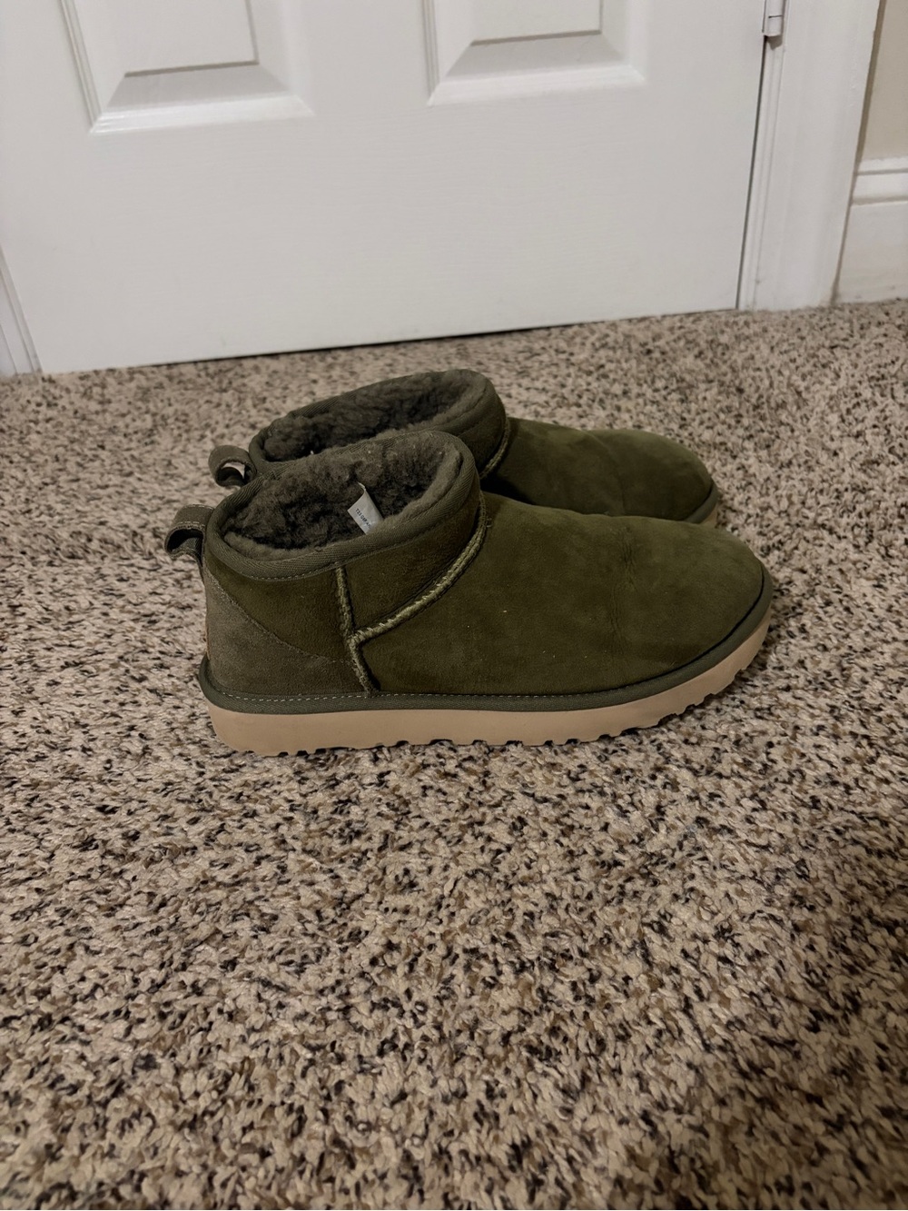 UGG Women’s Olive Green Suede Ankle Slip-On Boots